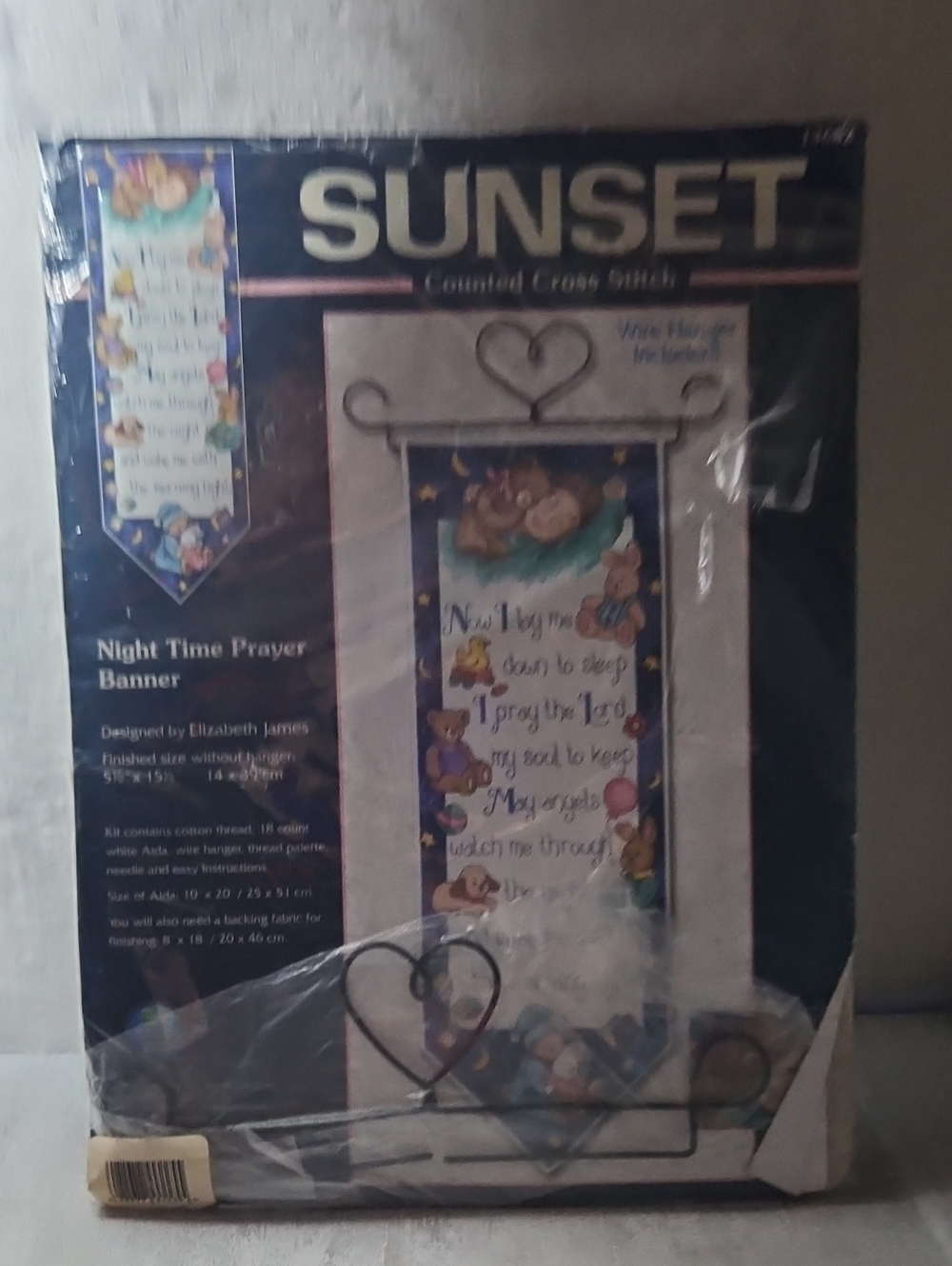 Vintage Night Time Prayer Banner Cross Stitch